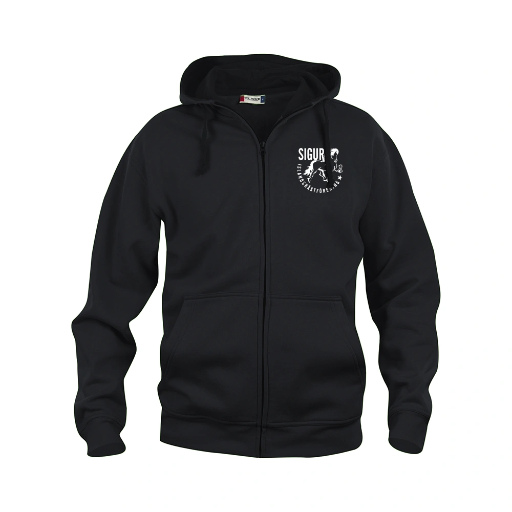 Basic Hoody FZ Herr Svart