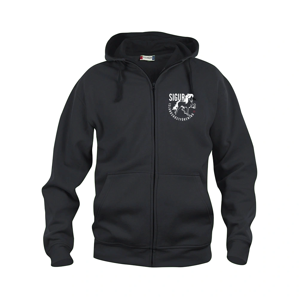 Basic Hoody FZ Herr Svart