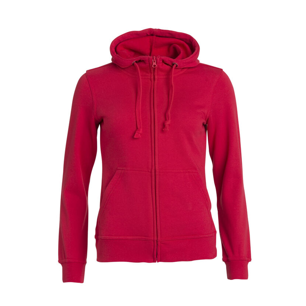 Basic Hoody FZ Dam Röd